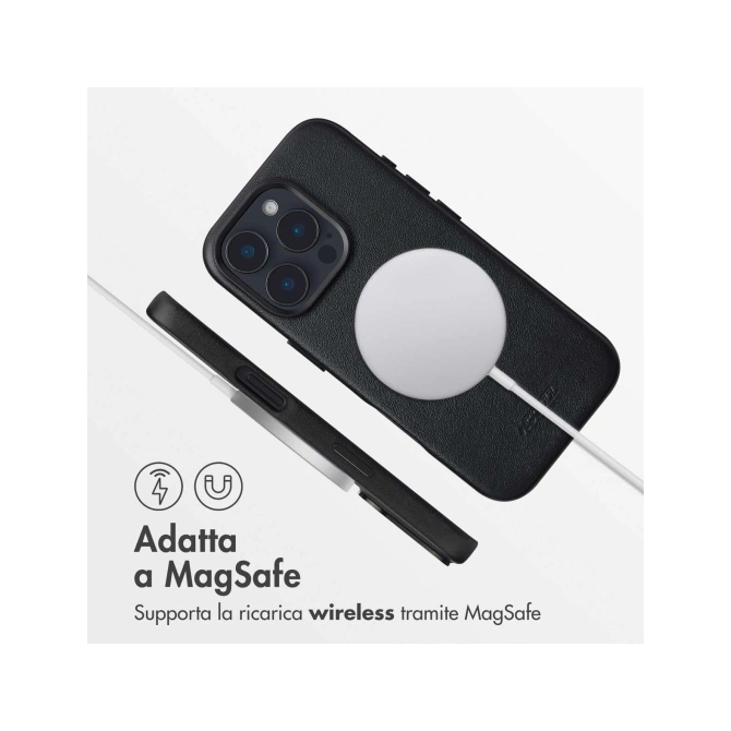 Accezz MagSafe Leather Backcover Apple iPhone 16 Pro - Onyx Black