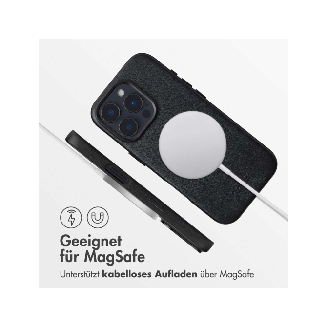 Accezz MagSafe Leather Backcover Apple iPhone 16 Pro - Onyx Black
