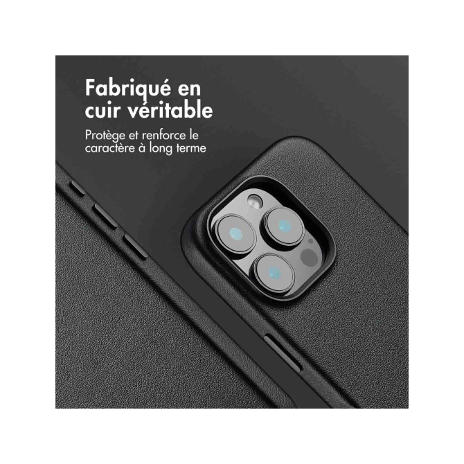 Accezz MagSafe Leather Backcover Apple iPhone 16 Pro - Onyx Black
