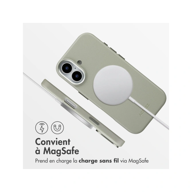 Accezz MagSafe Leather Backcover Apple iPhone 17 - Light Grey