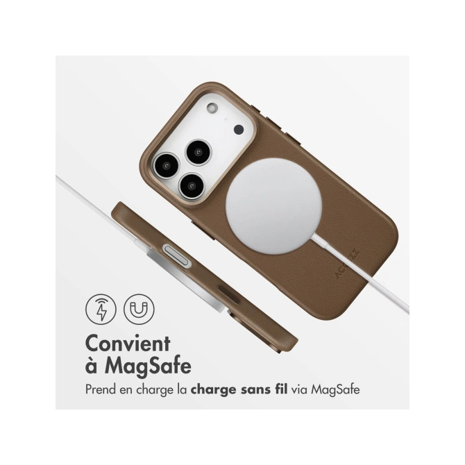 Accezz MagSafe Leather Backcover Apple iPhone 17 Pro - Coffee Brown