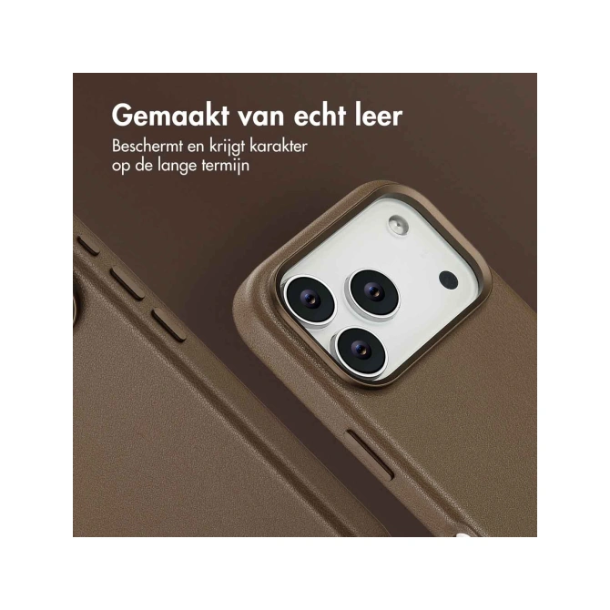 Accezz MagSafe Leather Backcover Apple iPhone 17 Pro - Coffee Brown