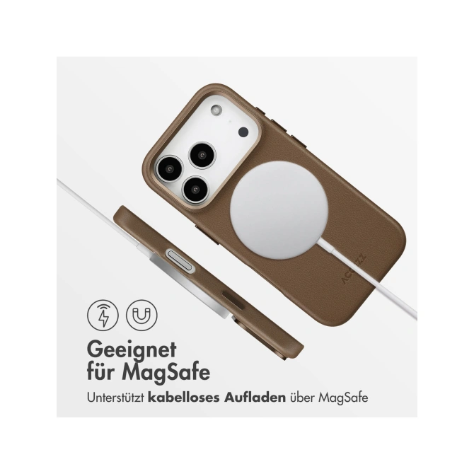 Accezz MagSafe Leather Backcover Apple iPhone 17 Pro - Coffee Brown