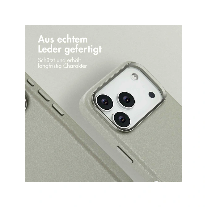 Accezz MagSafe Leather Backcover Apple iPhone 17 Pro - Light Grey