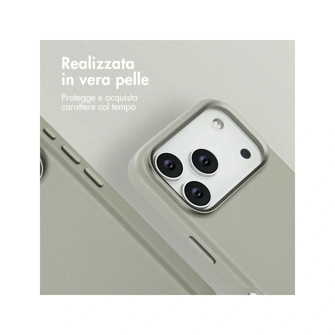 Accezz MagSafe Leather Backcover Apple iPhone 17 Pro - Light Grey