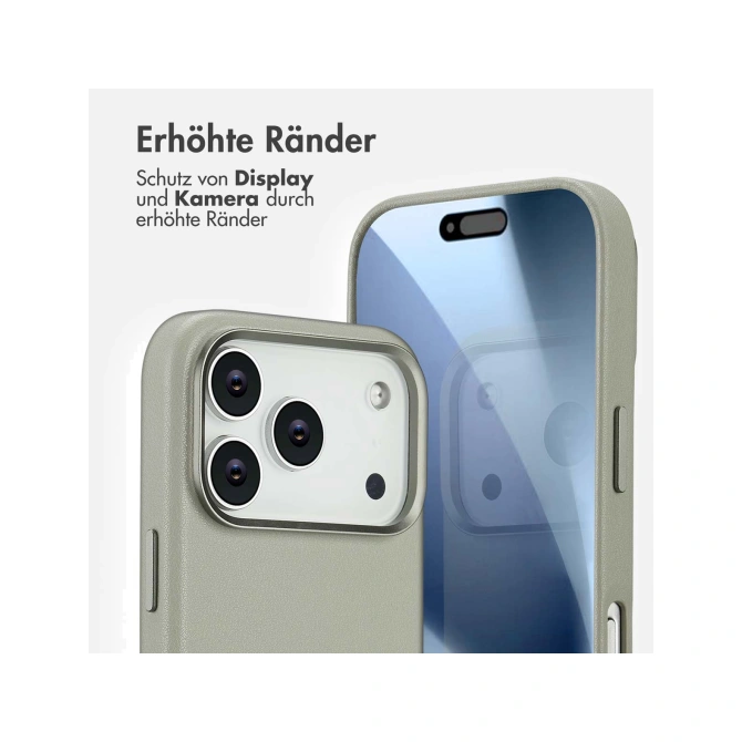 Accezz MagSafe Leather Backcover Apple iPhone 17 Pro - Light Grey