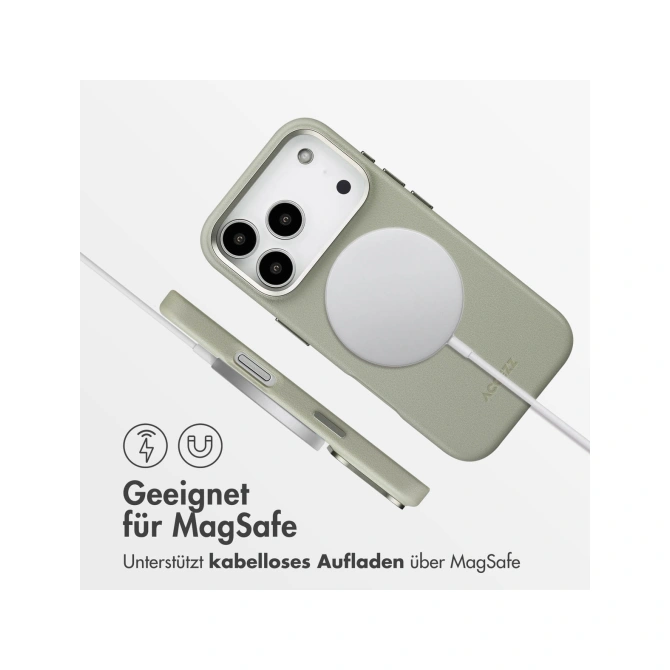 Accezz MagSafe Leather Backcover Apple iPhone 17 Pro - Light Grey