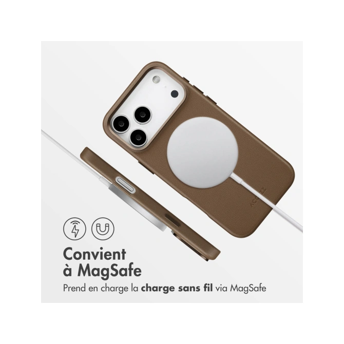 Accezz MagSafe Leather Backcover Apple iPhone 17 Pro Max - Coffee Brown