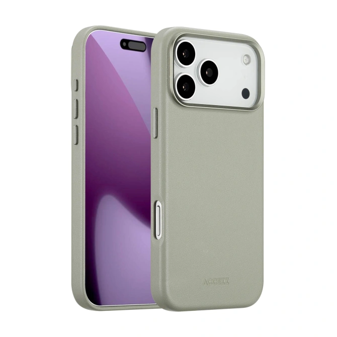 Accezz MagSafe Leather Backcover Apple iPhone 17 Pro Max - Light Grey