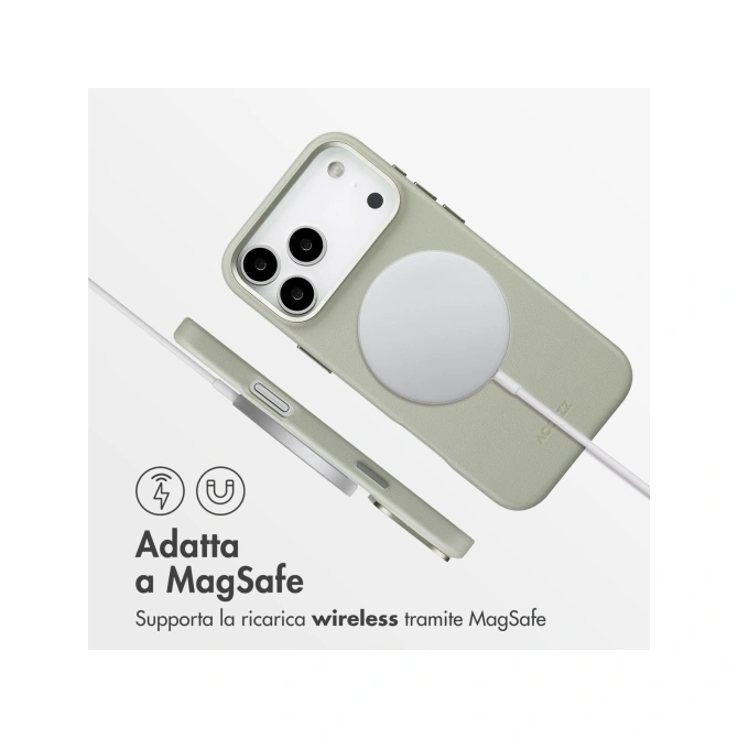 Accezz MagSafe Leather Backcover Apple iPhone 17 Pro Max - Light Grey