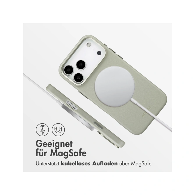 Accezz MagSafe Leather Backcover Apple iPhone 17 Pro Max - Light Grey