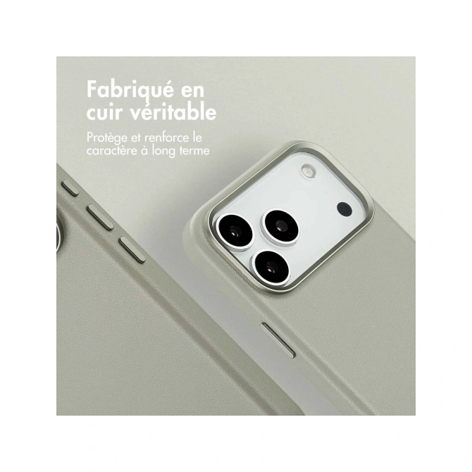Accezz MagSafe Leather Backcover Apple iPhone 17 Pro Max - Light Grey