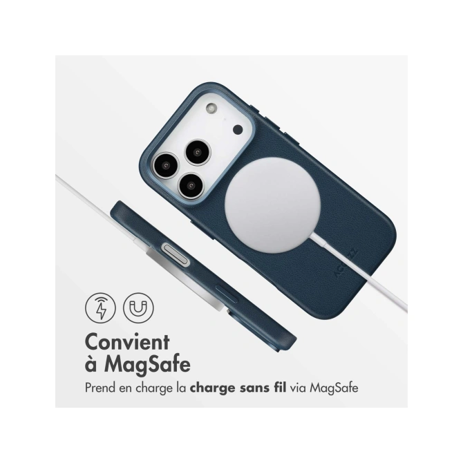 Accezz MagSafe Leather Backcover Apple iPhone 17 Pro - Nightfall Blue