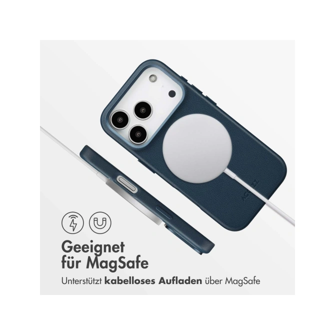 Accezz MagSafe Leather Backcover Apple iPhone 17 Pro - Nightfall Blue
