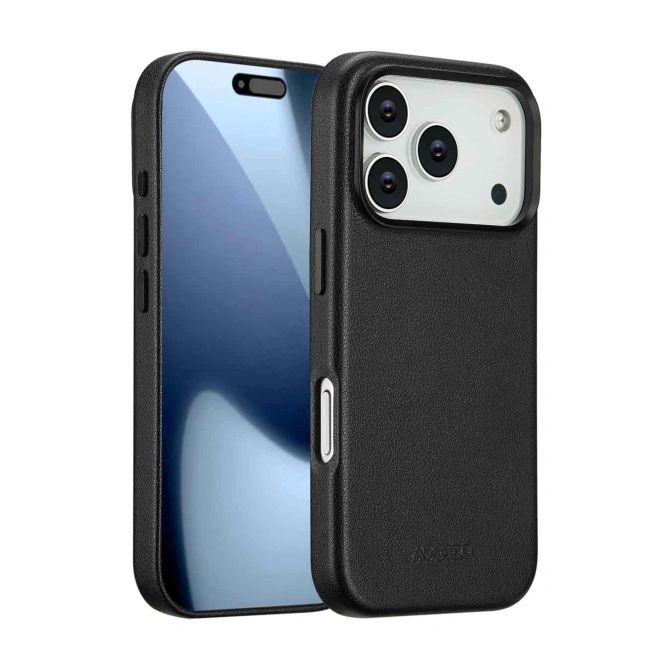 Accezz MagSafe Leather Backcover Apple iPhone 17 Pro - Onyx Black