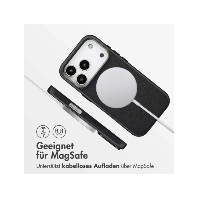 Accezz MagSafe Leather Backcover Apple iPhone 17 Pro - Onyx Black