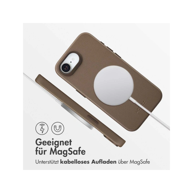 Accezz MagSafe Leather Backcover Apple iPhone 17e / 16e - Coffee Brown