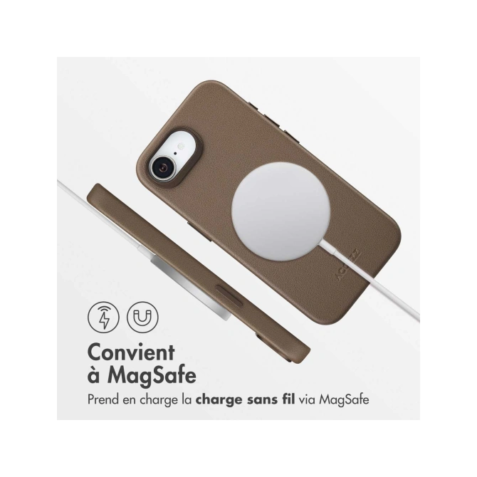 Accezz MagSafe Leather Backcover Apple iPhone 17e / 16e - Coffee Brown