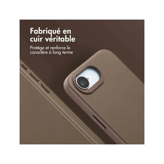 Accezz MagSafe Leather Backcover Apple iPhone 17e / 16e - Coffee Brown