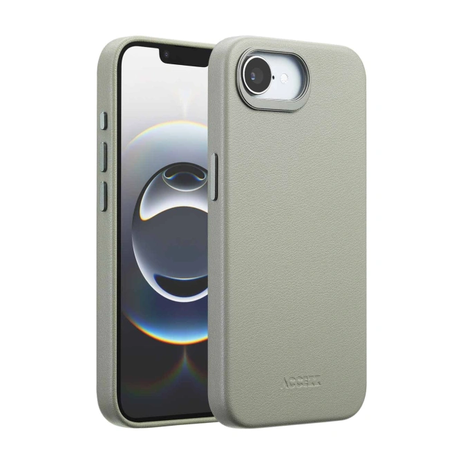 Accezz MagSafe Leather Backcover Apple iPhone 17e / 16e - Light Grey