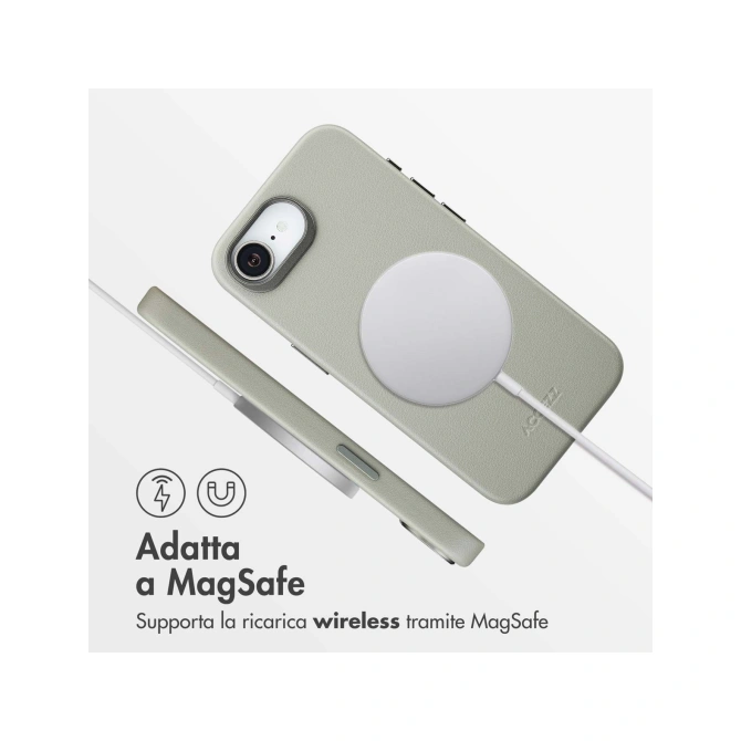 Accezz MagSafe Leather Backcover Apple iPhone 17e / 16e - Light Grey