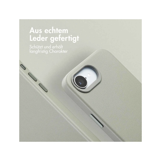 Accezz MagSafe Leather Backcover Apple iPhone 17e / 16e - Light Grey