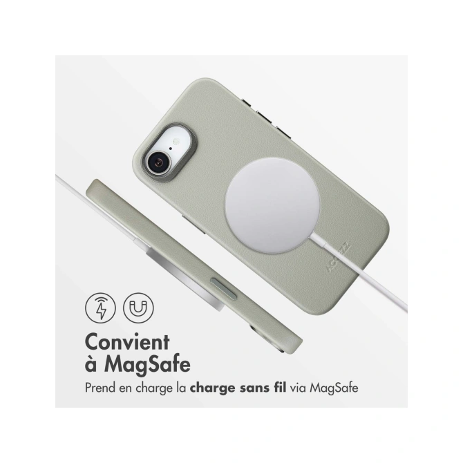 Accezz MagSafe Leather Backcover Apple iPhone 17e / 16e - Light Grey