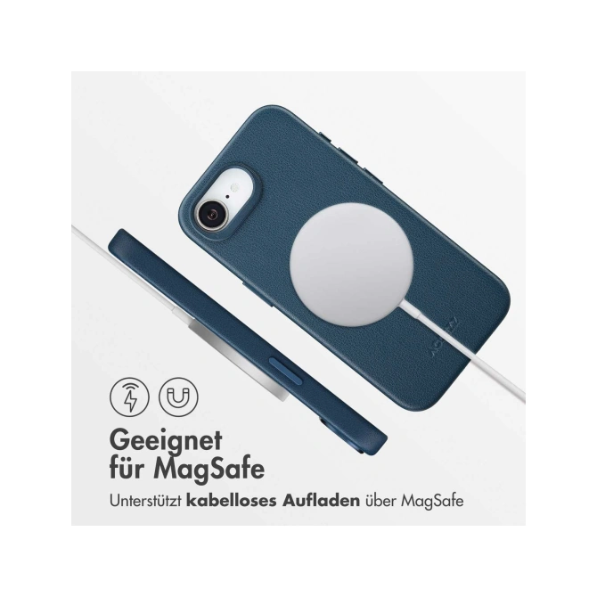 Accezz MagSafe Leather Backcover Apple iPhone 17e / 16e - Nightfall Blue