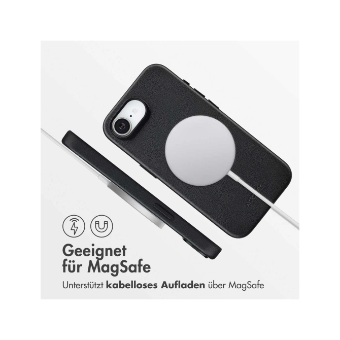 Accezz MagSafe Leather Backcover Apple iPhone 17e / 16e - Onyx Black
