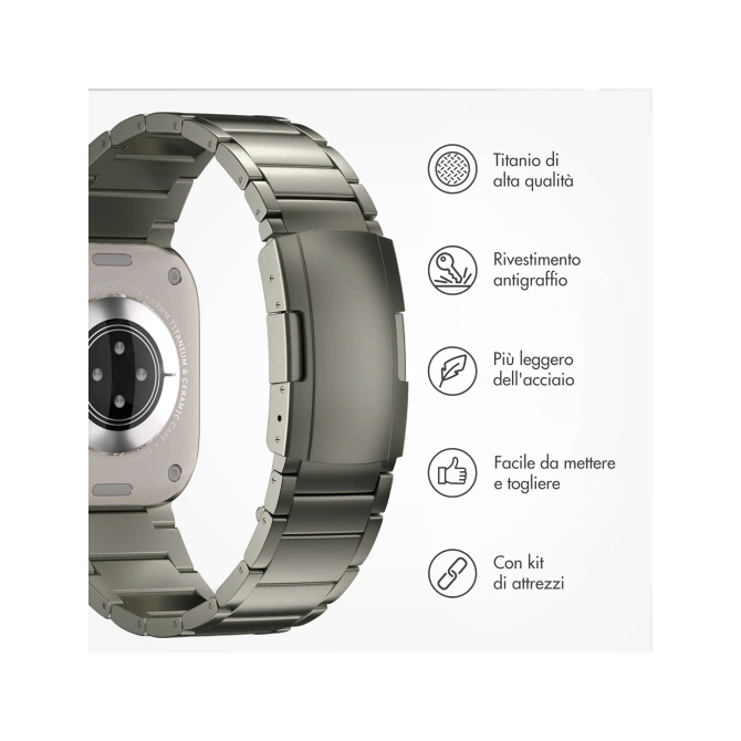 Accezz Mat Titanium bandje Apple Watch | 44/45/46/49 mm - Titanium Accezz Mat Titanium bandje Apple Watch | 44/45/46/49 mm - Titanium