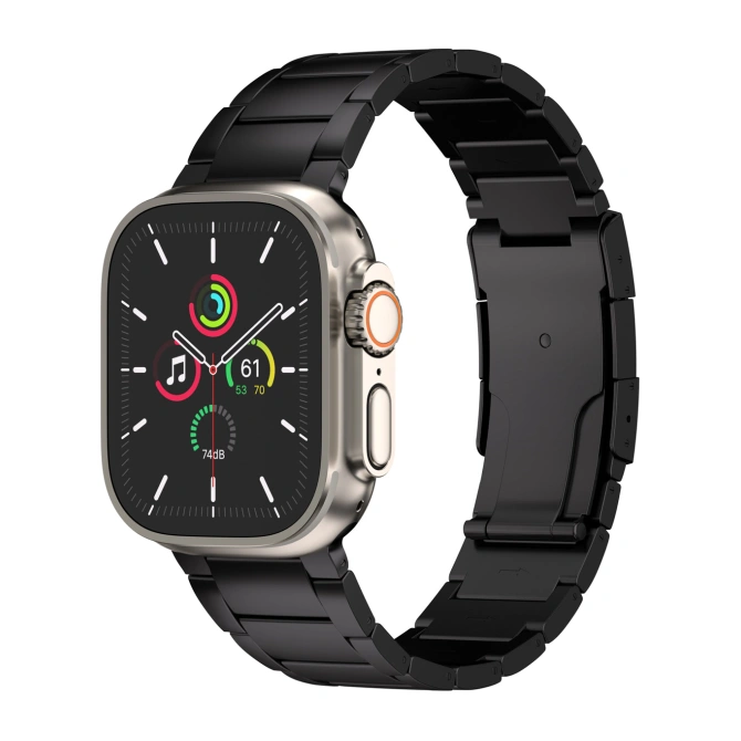 Accezz Mat Titanium bandje Apple Watch | 44/45/46/49 mm - Zwart