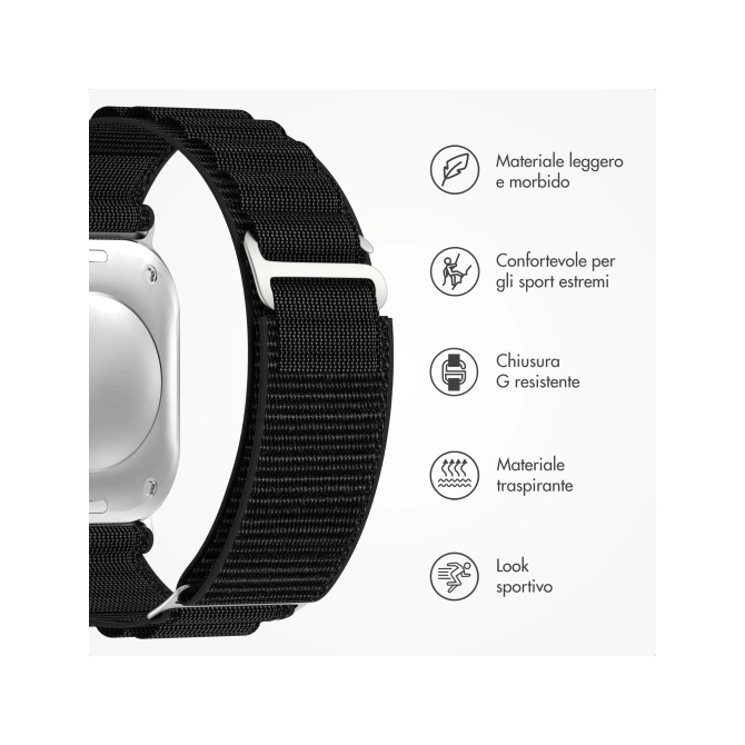 Accezz Nylon Alpine bandje Apple Watch | 38/40/41/42 mm - Zwart