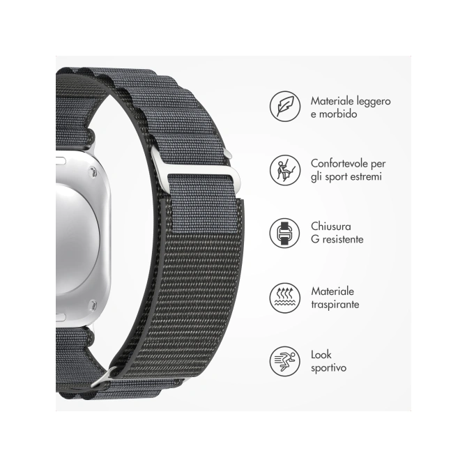 Accezz Nylon Alpine bandje Apple Watch | 44/45/46/49 mm - Dark Grey