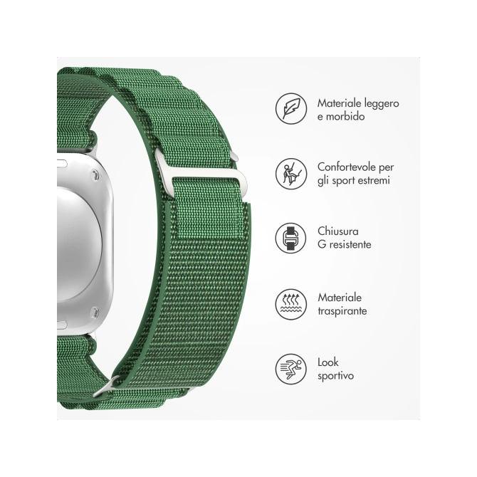 Accezz Nylon Alpine bandje Apple Watch | 44/45/46/49 mm - Olive Green