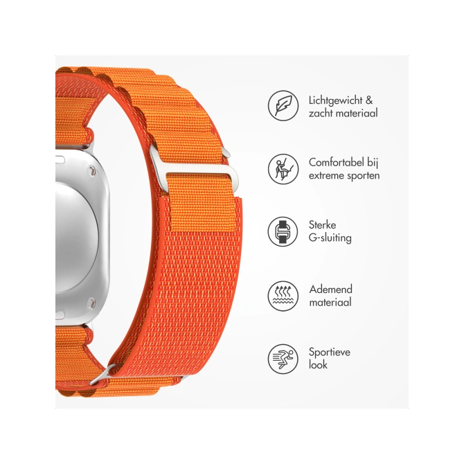 Accezz Nylon Alpine bandje Apple Watch | 44/45/46/49 mm - Oranje