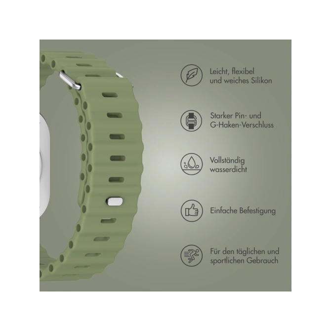 Accezz Ocean bandje Apple Watch | 44/45/46/49 mm - Khaki