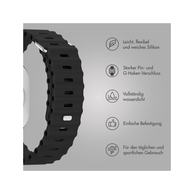 Accezz Ocean bandje Apple Watch | 44/45/46/49 mm - Zwart
