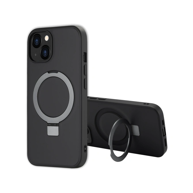 Accezz Ring Stand Backcover met MagSafe Apple iPhone 14 - Zwart