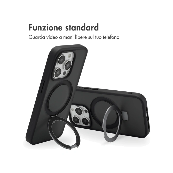 Accezz Ring Stand Backcover met MagSafe Apple iPhone 15 Pro - Zwart