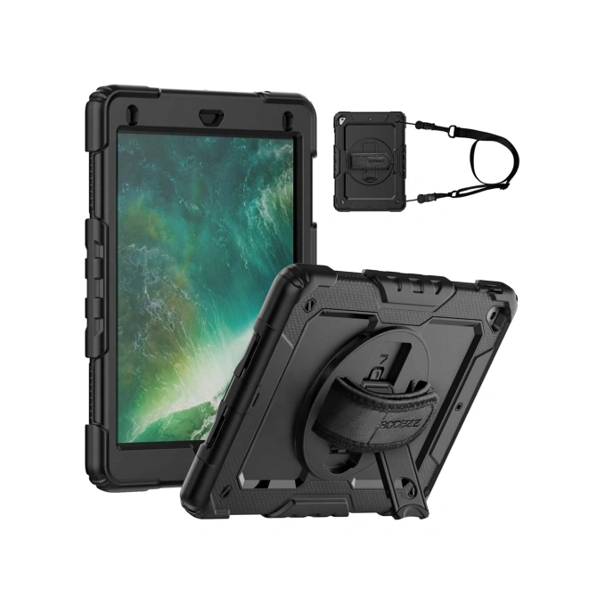 Accezz Rugged Backcover met schouderstrap Apple iPad 6 (2018) 9.7 inch / iPad 5 (2017) 9.7 inch - Zwart