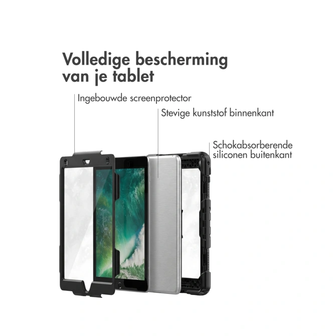 Accezz Rugged Backcover met schouderstrap Apple iPad 6 (2018) 9.7 inch / iPad 5 (2017) 9.7 inch - Zwart