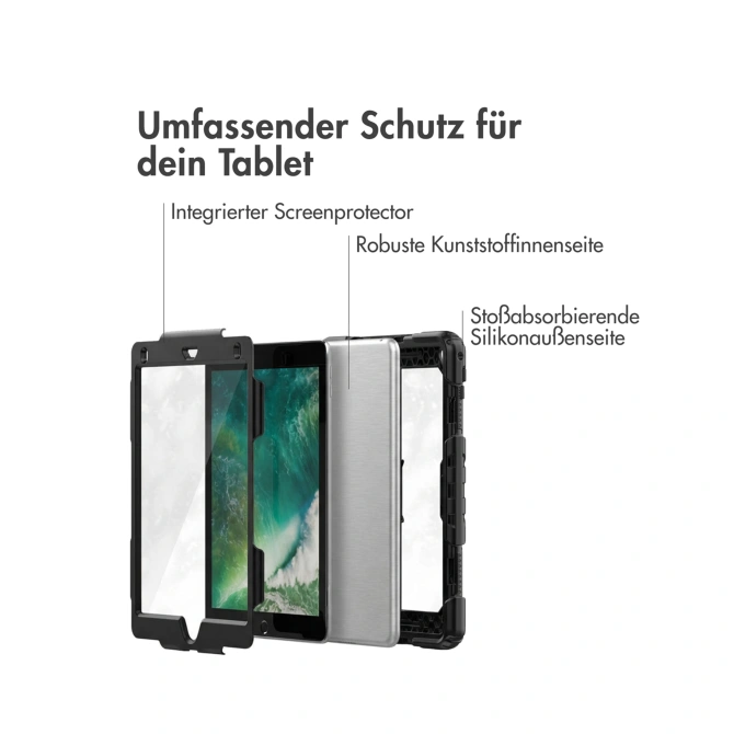 Accezz Rugged Backcover met schouderstrap Apple iPad 6 (2018) 9.7 inch / iPad 5 (2017) 9.7 inch - Zwart