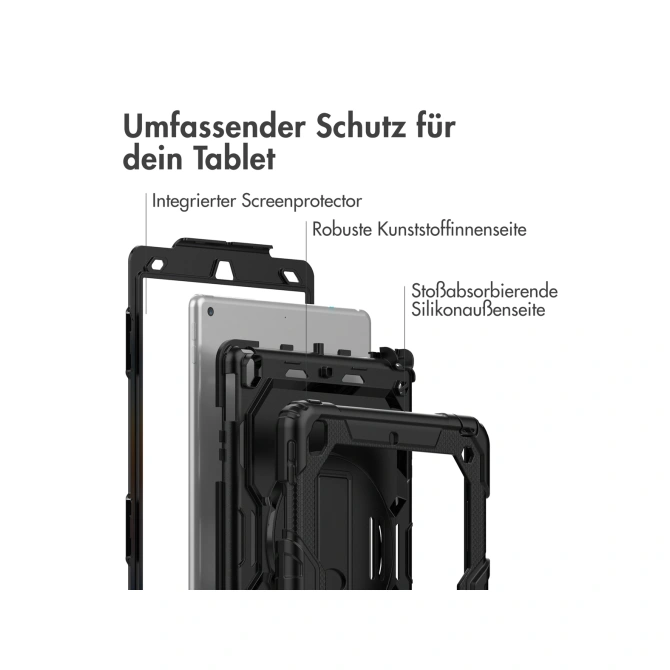 Accezz Rugged Backcover met schouderstrap Apple iPad 9 (2021) 10.2 inch / iPad 8 (2020) 10.2 inch / iPad 7 (2019) 10.2 inch - Zwart