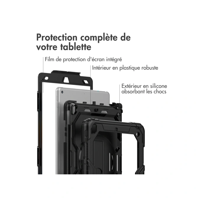 Accezz Rugged Backcover met schouderstrap Apple iPad 9 (2021) 10.2 inch / iPad 8 (2020) 10.2 inch / iPad 7 (2019) 10.2 inch - Zwart