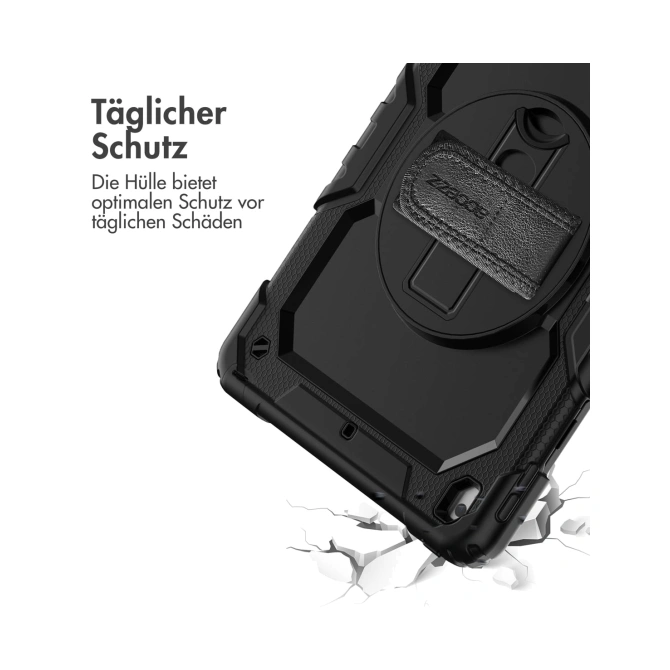 Accezz Rugged Backcover met schouderstrap Apple iPad 9 (2021) 10.2 inch / iPad 8 (2020) 10.2 inch / iPad 7 (2019) 10.2 inch - Zwart
