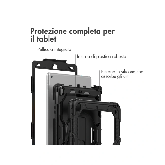 Accezz Rugged Backcover met schouderstrap Apple iPad 9 (2021) 10.2 inch / iPad 8 (2020) 10.2 inch / iPad 7 (2019) 10.2 inch - Zwart