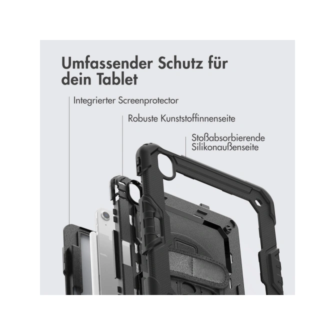 Accezz Rugged Backcover met schouderstrap Apple iPad Air 11 inch (2026) M4 / (2025) M3 / (2024) M2 - Zwart