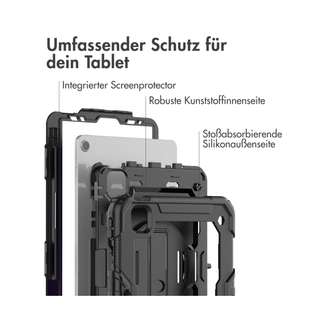 Accezz Rugged Backcover met schouderstrap Apple iPad Air 5 (2022) / Air 4 (2020) - Zwart