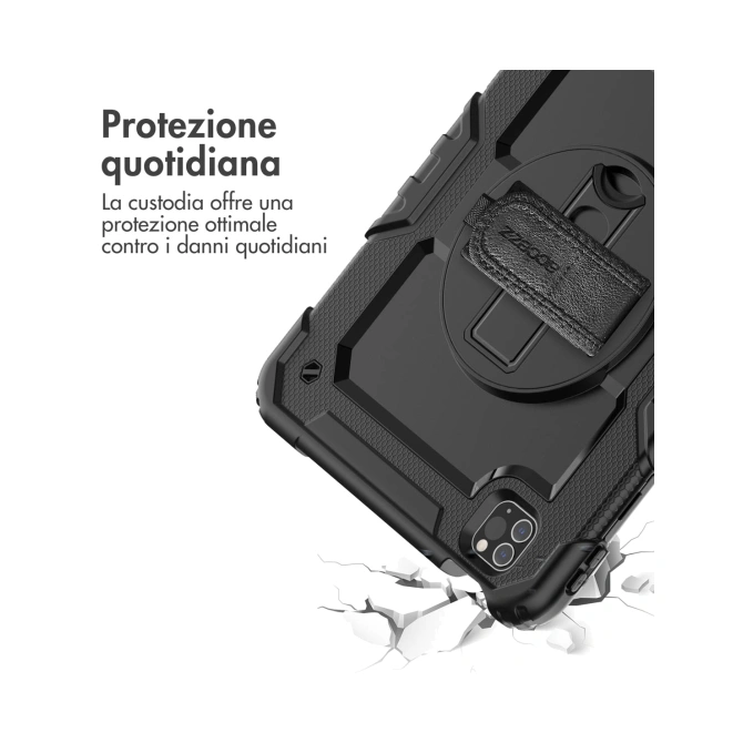 Accezz Rugged Backcover met schouderstrap Apple iPad Air 5 (2022) / Air 4 (2020) - Zwart