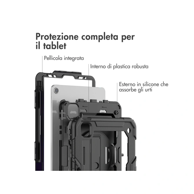 Accezz Rugged Backcover met schouderstrap Apple iPad Air 5 (2022) / Air 4 (2020) - Zwart